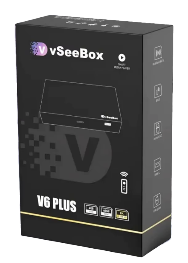Retail packaging for the vSeeBox V6 Plus